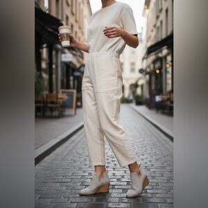 Toms Cream and Black Ankle Booties